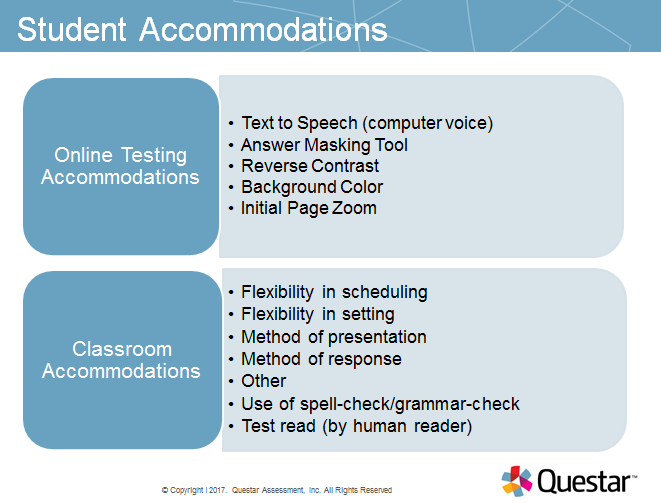 method of presentation testing accommodations